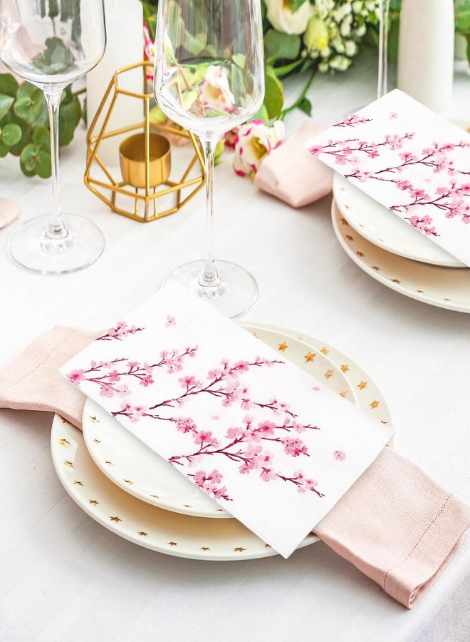JarThenaAMCS 100Pcs Cherry Blossom Guest Napkin Floral Disposable Paper Napkin Pink Flower Dinner Hand Towel Napkin For Home Kitchen Bathroom Party Supplies - Image 4